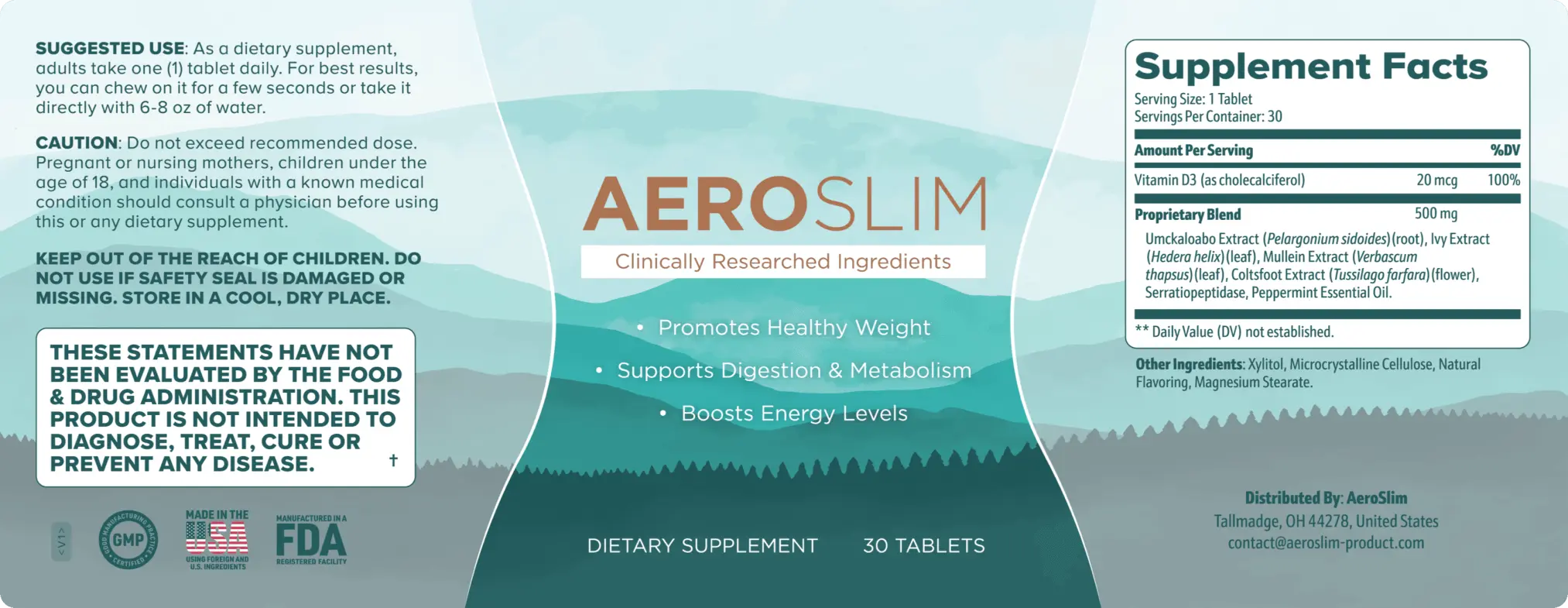 AeroSlim supplement fact